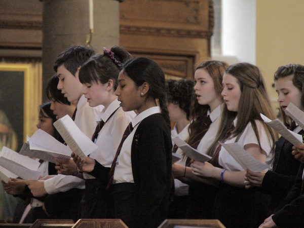 Pupils singing at mass