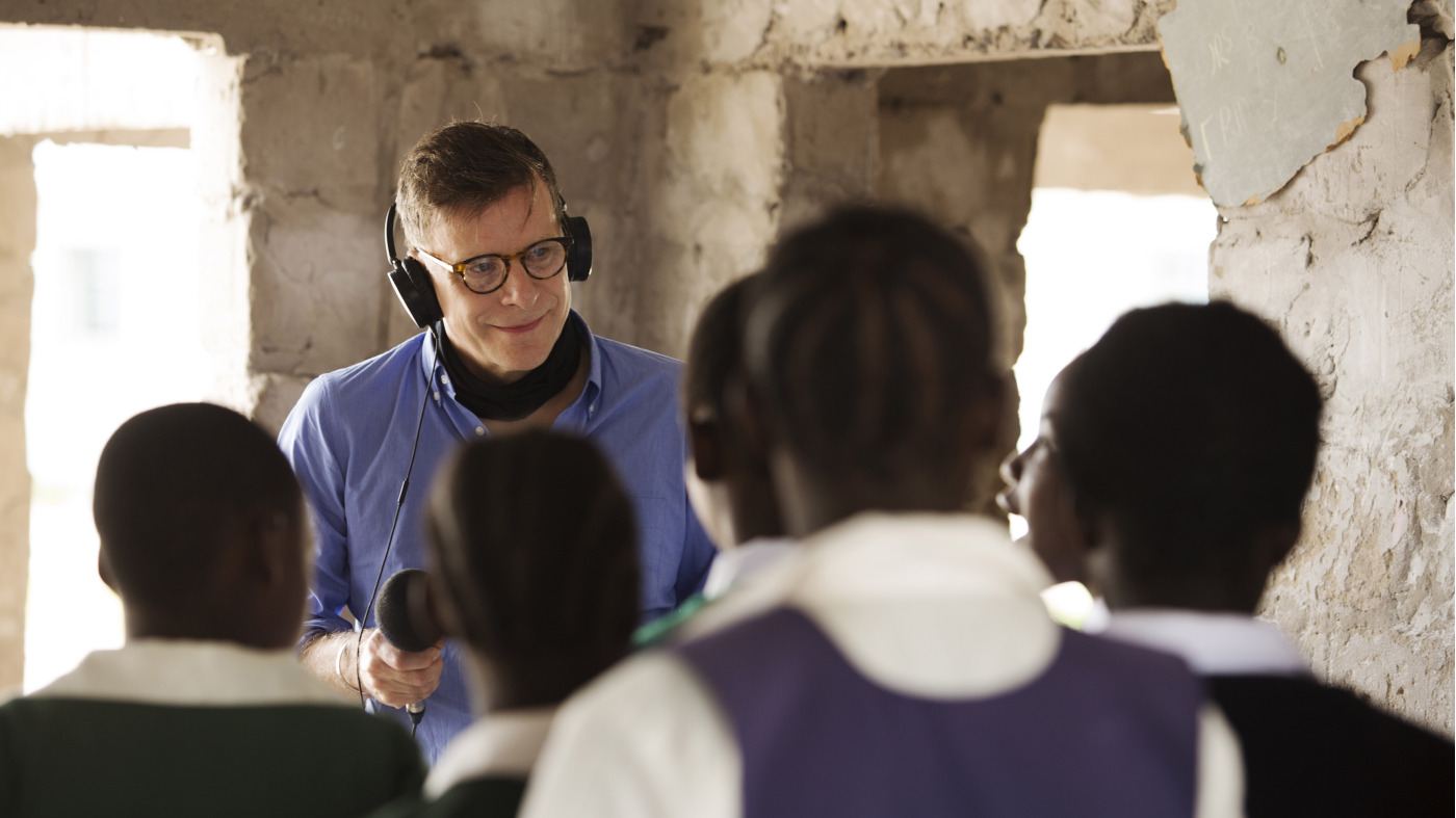 Ricky Ross interviewing people in Zambia